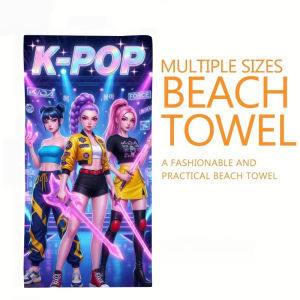 Potdemiel | Neon Stage Kpop Girl Group Print Beach Towel Quick Dry Microfiber Bath Towel Cyber Punk Idol Towels for Swimming Beach