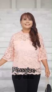 เสื้อลูกไม้สาวอวบ เสื้อสาวอวบ เสื้ออก48" เสื้อแขน3ส่วน เสื้อลูกไม้ คอกลมเสื้อลูกไม้งานไทย รุ่นปลายแขนย้วย เสื้ออก42-48" ใส่ได้ เนื้อผ้านิ่ม รุ่นF