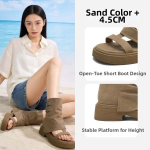Josiny | Melanoid Style Roman Open Toe Boots Retro Thick Sole Women Shoes