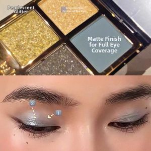 JIUQI | Blue Glitter Shimmer 4-Color Eyeshadow Palette