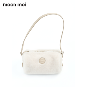 Moonmoi Fashion Push Large Capacity Plush Splicing Lychee Skin Logo Pen Holder Bag Casual Simple Style Womens Handbag