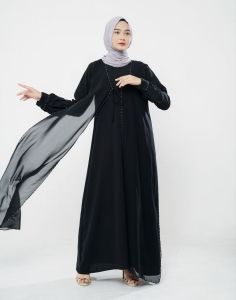 Abaya Gamis Wanita Gamis Ayyara Gamis Hitam Kain Jetblack