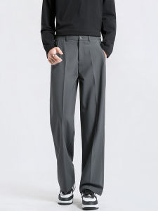 New 2025 Mens Wide Leg Small Western Pants Suit Pants Casual Straight Leg Long Trousers Loose Fit Fashionable Daily Wear