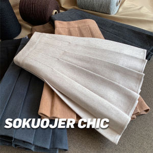 Woolen Pleated Skirt Female Fall and Winter Skirt Thickened Small High Waist Slim-Fit Skirt Black plus Size A- line Skirt