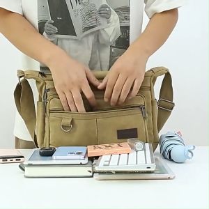 กระเป๋าผ้าใบแฟชั่นใหญ่4สี กระเป๋าสะพายข้างผู้ชายผ้าใบจุของได้เยอะ ใ #กระเป๋าสะพาย #กระเป๋าพาดไหล่