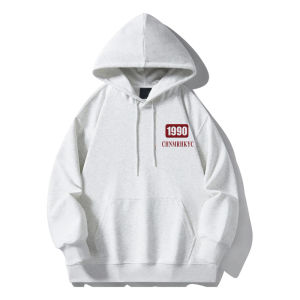 Womens Hooded Pure Cotton Sweatshirt Thin Large Size Loose American Style Spring Autumn Top Coat Black White Hundred Percent