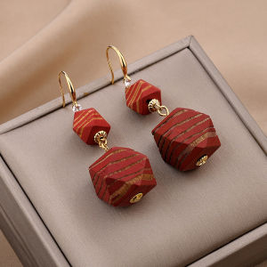 Retro Hong Kong Style Original Wood Art Design Tassel Earrings Womens Fashion Personality Elegant Atmosphere Ear Jewelry