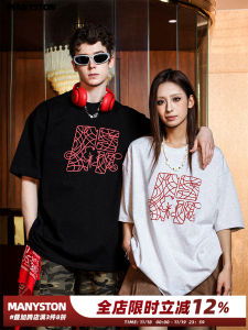 Manyston American High Street Heavyweight Short Sleeve Mens T-shirt Summer Trendy Couples Base Shirt Breathable Cotton Tee