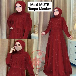 Pakaian Gamis Wanita Terbaru/Maxi Mute/All Size/Moscrepe Di Lapis Tille/Pakaian Muslim Wanita