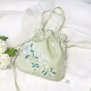 Túi Đeo Chéo Thêu Phong Cách Trung Hoa Cổ Điển Túi Xách Tay Có Dây Rút Góc Tròn Túi Đeo Chéo Nhỏ Đa Năng Thường Ngày