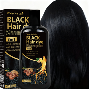 Pure Black Hair Dye Shampoo 3in1. Long Lasting Rich Color Gray Coverage. Organic Ginger Polygonum Extracts. Gentle Effective.
