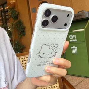Sanrio | Fashion Cute Polka Dot Sanrio Hello Kitty Case For iphone 17 16 15 ProMax 17 Shockproof Protective Acrylic Hard Back Phone Cover