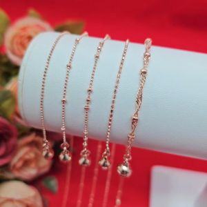 สร้อยข้อเท้า สีนาก คละแบบ ความยาว 9 นิ้ว 10 นิ้ว ใส่ได้หลายโอกาส รูปถ่าย จากสินค้าจริง