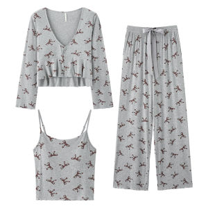 Bộ đồ ngủ nữ MiiOW bằng lụa dài tay có đệm ngực