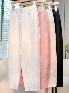 Quần Harem Vải Lanh Mỏng Cạp Cao Rộng Rãi Cỡ Lớn Mùa Hè 2025 Quần Ống Rộng Thon Gọn Cho Nữ Quần Dài Thường Ngày