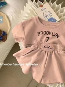 Girl Pure Cotton Sports and Leisure Sweater Suit 2024 Summer New Arrival Little Girl K-style Stylish Two-Piece Suit Tide