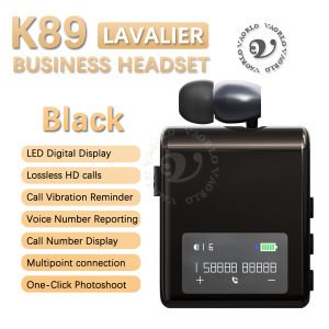 Clip-on Multi-Point Business Headset Bluetooth 5.4 Bass Wireless Headphone Voice Report+Call Vibration Reminder driving Earphone