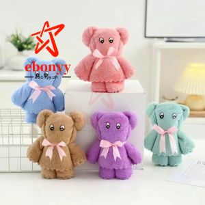 【Ready Stock】Cute Teddy Bear Folded Towel Hand Towel Cotton Face Towel Mesh Bag GIFT