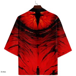 Áo Khoác Kimono Nam Nữ In Hình Mắt Quỷ Kiểu Truyền Thống Dáng Rộng Chất Liệu Polyester Theo Xu Hướng Thời Trang.