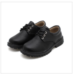 Boys Black Leather Shoes Childrens Spring and Autumn British Stage Student Kids Boy Genuine Leather Soft Bottom Performance Shoes Flats