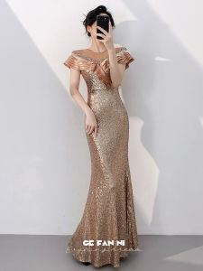 Banquet Glamour French Style Mermaid Sequin Evening Dress