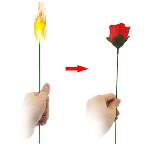 Torch To Flower-Torch To Rose-Fire Magic Trick Flame Appearing Flower Professional Magician Performance Props Valentines Day