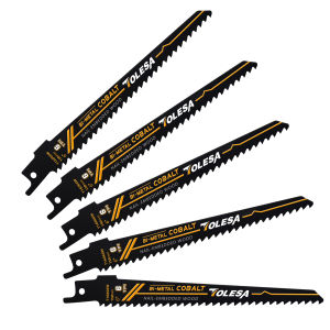 TOLESA 5PCS 6 Inch 6TPI Reciprocating Saw Blades Nail Embedded Wood Saw Blades for Window Door Demolition and Wood Cutting M42