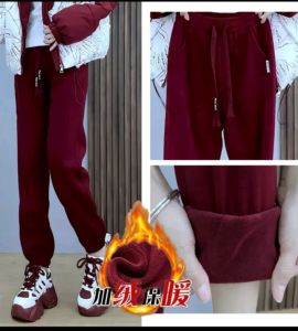 Womens Fleece Lined Thickened Casual Sweatpants Harlan Style Loose Slimming Autumn Winter Long Pants Commute Fashion