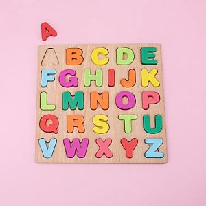 ABC Alphabet Digital Puzzle Wooden Toys Kid Number Letter shape Matching Jigsaw Board 20x20cm