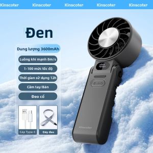 Quạt Cầm Tay Làm Mát Tốc Độ Cao Di Động 3600mAh Có Thể Sạc Lại 100 Tốc Độ Điều Chỉnh Mini Gấp Gọn Tích Hợp Dây Đeo Dùng Cho Gia Đình