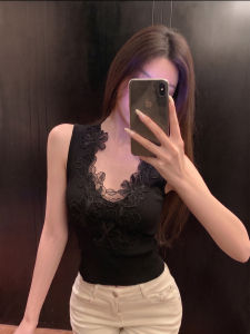 GUZILIAN | Áo Thun Dạ Hội Cổ V Không T Tay