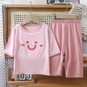 JIFANPAUL | Summer Kids Sleepwear Lightweight Modal Ice Silk Seven-eighths Sleeve Set