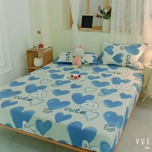 Bộ ga gối mẫu Tuần Lộc Xanh gồm 1 ga chun và 2 vỏ gối nằm