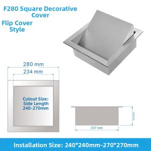 KEDINI | Round and Square 304 Stainless Steel Built-in Swing Lid Bathroom Counter Trash Can Cover