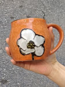 Large Capacity Hand-Painted Ceramic Mugs Retro Glazed Cup Home Use Utility Vintage Style Flowers Pattern China Made Cup for All