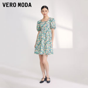 Vero Moda | Đầm Họa Tiết Hoa Phong Cách Tranh Sơn Dầu Cổ Đô Puff Sleeves