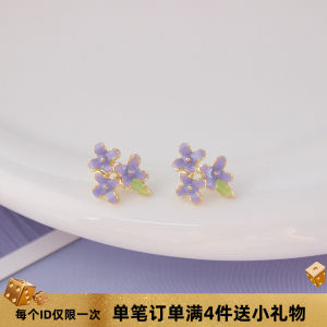 Delicate Purple Flower Ear Cuffs No Piercing Required Mosquito Coil Tray Ear Clips Elegant Daily Fashion Jewelry Accessories