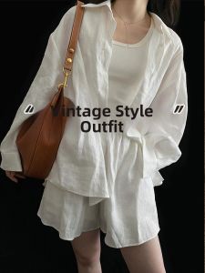 V.C.I | Stylish and Casual White Linen Blend Sun Protection Shirt