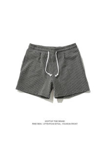 Mr. WH Summer Vertical Stripes Mens Shorts Casual Sport Fitness Trendy mid Waist Straight Leg Quick Dry Polyester Fiber Shorts