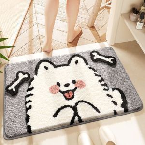 VIKAMA Bathroom Water-Absorbing Rug Cute Anti-Slip Imitation Cashmere Foot Mat For Bathroom Entrance Home Decoration Accessory