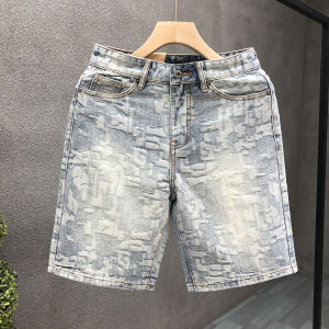 Summer Casual Mens Denim Shorts Comfortable Straight Leg Five-Quarter Pants Stylish Design Versatile Youth Low Waist Jeans