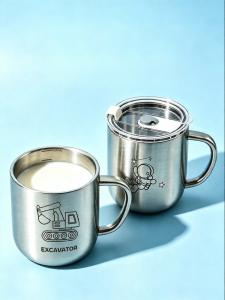 BAORUISHEN | Stainless Steel Childrens Straw Cup with Measurement
