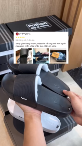 Dép nam nữ quai ngang slipper Pathon quai PVC và đế PU đen quai đen SD23NHAM (Đế nhám)