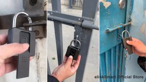 Fingerprint Padlock App Bluetooth Remote Unlock Mechanical Key Lock Waterproof Smart Keyless Padlock for Home Door HDB Warehouse Gates | Elinksmart Official Mall