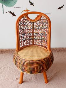 Natural Import Agate Rattan Woven Stool Kids Low Stool Handmade Color Armchair Stool Real Short Cane Chair