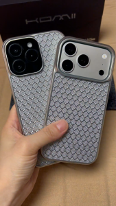 KOMII-Square grid glass fiber phone case for iPhone 18 Pro Max 17 Air 16 Pro Max 15 14 13 Magnetic Case