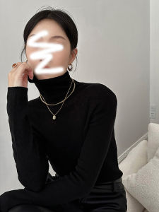 French High Collar Knitted Sweater Womens Spring 2025 Advanced Grey Overlap Inner Wear Slim Fit Base Shirt Korean Style