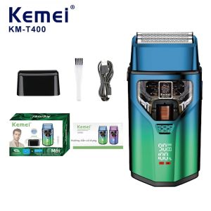 Kemei | Máy Cạo Râu Điện Dành Cho Nam KEMEI KM-T400 Với Lưỡi Dao Kép Động Cơ Từ Tính 9000 Vòng/phút Pin 1400mAh Màn Hình LCD Máy Tỉa Lông Chuyên Nghiệp Cho Râu Và Toàn Thân