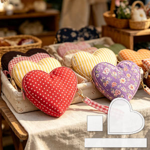 YOMDID 3pcs Heart-Shaped Zipper Sewing Templates DIY Creative Heart-Patterned Tote Bag Quilting Templates Durable PET Templates