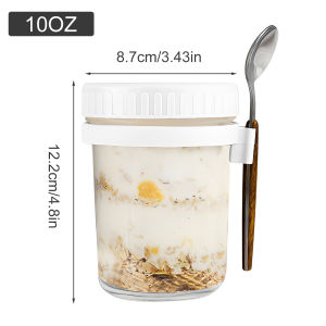 300ML Overnight Oats Jars Milk Fruit Salad Food Storage Container Glass Breakfast Cup Mason Jars Kid Water Bottle Kitchen Item